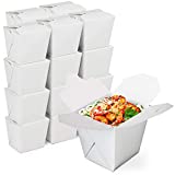 [50 Pack] 8 oz Chinese Take Out Boxes - 3 x 2.5 Plain White Paperboard Food Containers, Leak and Grease Resistant Pint Size Asian Rectangle To Go Boxes, Candy Buffet Box and Party Favors