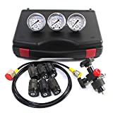 SINOCMP Hydraulic Pressure Gauge Test Kit Hydraulic Nitrogen Accumulator Charging System and Pressure Test Kit with 3 Gauges, 7 Couplings and 1 Gas Hose, 2 Year Warranty