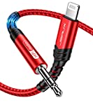 JSAUX Lightning to 3.5mm iPhone AUX Cord 6FT, [Apple MFi Certified] AUX Cord for iPhone Headphones Jack Compatible with iPhone 14/14 Plus/14Pro/13/13 Pro Max/12/12 Pro/11/X/XS/XR/8/Car Stereo-Red