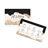 Boutique Marketing LLC Teeth Whitening Aftercare Instructions Cards | 50 Pack | Size 2x3.5 inch Business Card | Black, Pink, and Gold Design