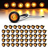 50 Pcs LedVillage 2nd Generation 3/4 Inch Mount Amber LED Clearance Marker lights Side Led Marker for Truck Boat SUV ATV Bike Trailer Marine