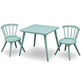 Delta Children Windsor Kids Wood Table Chair Set (2 Chairs Included) - Ideal for Arts & Crafts, Snack Time, Homeschooling, Homework & More, Aqua