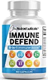 Immune Defense Support Supplement 8 in 1 w/ Zinc 50mg Quercetin, VIT C 1000mg, Vitamin D3 5000 IU, Elderberry, Turmeric Curcumin, Ginger, Echinacea - Immunity System Booster Adults Vegan - 60Ct (USA)