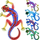 Zhanmai Metal Gecko Wall Decor 12 Inch Metal Lizard Outdoor Wall Decorations for Yard, Fence, Garden, Home, Outdoor Wall, Set of 5 Pieces, Easter Supplies for Kids