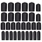 30pcs Black Pipe Post Bolt Screw Rubber Thread Protector Cover Vinyl Tube End Caps,Assorted 1/4-inch to 1/2-inch-3 Sizes