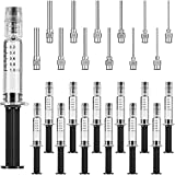 12 Pieces Borosilicate Glass Luer Lock Syringe and 12 Pieces Dispensing Needle for Thick Liquids, Ink, Glue, Lab Use