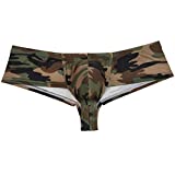 Jaxu Men's Hip-hop Pattern Thong Boxers Camouflage Sexy Guys Briefs Bodybuilding Underwear Club Pouch Thong Trunks Pants M