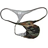 Jaxu Men's Camouflage Micro Thong Stretchy String Mini Bikini Guys T-Back Pants XL
