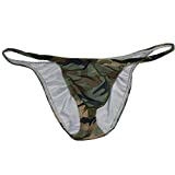 Jaxu Men's Pouch Manly Bikini Briefs Sexy Guys Bodybuilding Underwear Male Clubwear Thong String Micro Trunks Pants Camouflage L