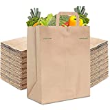 Stock Your Home 70 Lb Kraft Brown Paper Bags with Handles (50 Count) - Kraft Brown Paper Grocery Bags Bulk - Large Paper Bags with Handles for Grocery Shopping - Handles Provide Grip for Trash Bag Use