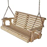 Amish Heavy Duty 800 Lb Roll Back 5ft. Treated Porch Swing with Cupholders