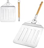 Unicook Stainless Steel Pizza Peel, Metal Pizza Paddle, Pizza Shovel with Detachable Wood Handle, Essential Kitchen Tool for Homemade Pizza, Bread, Pastry, Cake and More, 10" x 14" Blade, 25" Overall