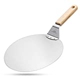 10 Inch Aluminum Pizza Peel Metal Round Pizza Paddle, Large Pizza Spatula with Wood Handle for Baking Homemade Pizza and Bread