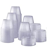 [200 Sets - 4 oz.] Plastic Disposable Portion Cups with Lids, Souffle Cups, Jello Cups