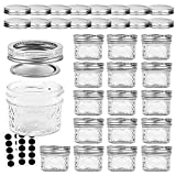 VERONES Mason Jars Canning Jars, 4 OZ Jelly Jars With Regular Lids and Bands, Ideal for Jam, Honey, Wedding Favors, Shower Favors, Baby Foods, DIY Magnetic Spice Jars, 16 PACK, Extra 16 Lids