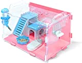 Dwarf Hamster Cage Pink, Hamster Cages and Habitats, Small Animal Cage for Hamsters and Gerbils Includes All Hamster Accessories, 0-6 Month Small Hamster Cage