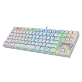 Redragon K552 Mechanical Gaming Keyboard 60% Compact 87 Key Kumara Wired Cherry MX Blue Switches Equivalent for Windows PC Gamers (RGB Backlit White)