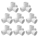 SELLERS360 4Way 1 inch PVC Fittings Corner Cross Elbow 45 90 Greenhouse Shed Pipe, Tent Connection Tee, Furniture Build SCH40 [Pack of 12]