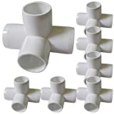 8Pack 4-Way PVC Fittings, 1" Furniture Grade Elbow Fitting for Building Heavy Duty PVC Furniture, SCH 40 4-Way Side Outlet Tees, PVC Conner Fittings for Greenhouse Shed Pipe Fittings Tent Connection