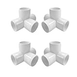 TOMEX 4 Way 1 inch PVC Fittings Angle Cross Elbow Pvc 90 Degree Suitable For Green House Tube, Tent Connection Tee, Furniture Construction Grade SCH40 [Pack of 4]