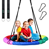 Ohuhu 40" Saucer Tree Swing, Outdoor Flying Saucer Rope Swing Platform Swing with Hanging Straps, 660lb Weight Capacity, Oxford Fabric Waterproof Swing for Trees and Swingset, Christmas for Boys Grils