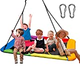 Juegoal Giant Platform Swing for Kids Adults, Large 32" x 60" 800 lb Weight Capacity, Children Rope Tree Colorful Rectangle Swing Saucer Durable Steel Frame for Hanging Outdoor, Resistant Waterproof