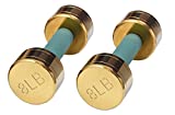 Sogawave Golden Hand Weight Dumbbells, Titanium Coated and Non-Slip Grip,8 lb,Set of 2