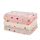 Dono 1 Pack 3 Blankets Soft Fluffy Cute Dot Pattern Fleece Pet Blanket Warm Sleep Mat Cute Print Design Puppy Kitten Blanket Doggy Mat Print Dog Cat Kitten Doggy and Animals