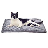 Furhaven Pet Bed for Dogs and Cats - ThermaNAP Quilted Faux Fur Self-Warming Thermal Cushion Bed Pad for Crates or Kennels, Washable, Gray, Small