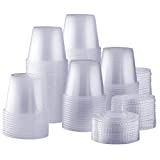 [200 Sets - 5.5 oz.] Plastic Disposable Portion Cups with Lids, Souffle Cups, Jello Cups