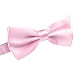 AWAYTR Men's Pre Tied Bow Ties for Wedding Party Fancy Plain Adjustable Bowties Necktie (Light Pink)