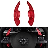 LECART 2Pcs Red Steering Wheel Shift Paddles Metal Shift Paddle Blade Steering Paddle Shifter Extension Trim Car Interior Decor Accessories for VW Golf 6 Tiguan MK5 MK6 Jetta GTI R20 R36 CC Scirocco