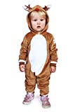 Tipsy Elves Baby Rudolph The Rednosed Reindeer Jumpsuit - Cute Funny Brown Rudolf Holiday Onesie Size 12-18M