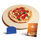 Cast Elegance Durable Thermal Shock Resistant Thermarite Pizza and Baking Stone for Oven and Grill, Includes Recipe E-Book & Cleaning Scraper, Large, 16 inch Round, 5/8th inch Thick