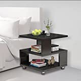 MASAKA B&W - Magic Cube Black Nightstands, Modern Fashion Style - 2 Tier Rectangular Hollow Design Nightstands, Irregular nightstand Table, Black