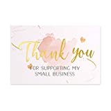 50 Thank You For Supporting My Small Business Cards (4 x 6 Inches), Blush Pink and Gold Theme Custom Thank You Cards for Online, Retail Store, Handmade Goods, Package Inserts