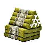 LEEWADEE 3-Fold Mat with Triangle Cushion – Comfortable TV Pillow, Foldable Mattress with Cushion Made of Eco-Friendly Kapok, 67 x 21 inches, Green