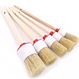 Swpeet 5 Pcs Premium Natural Boar Hair Detail Brush Set, Automotive Detailing Brushes for Cleaning Wheels/Engine/Interior/Emblems/Interior/Exterior/Air Vents