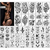 40 sheets Waterproof Temporary Tattoos Flowers Rose Butterfly Fake Tattoo Mix Style Lasting Body Art Tattoo Stickers for Women or Girls