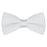 Mens Classic Pre-Tied Satin Formal Tuxedo Bowtie Adjustable Length Large Variety Colors Available, by Platinum Hanger (White)