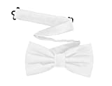 TINYHI Men's Pre-Tied Satin Formal Tuxedo Bowtie Adjustable Length Satin Bow Tie White One Size