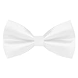 Wirarpa Mens Classic Pre-tied Bow Ties Clip On Formal Solid Tuxedo Adjustable Bowtie Wedding Off White Medium