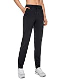 CRZ YOGA Women's Stretch Long Pants Drawstring Joggers Lounge Travel Athletic Track Pants with Pockets Black Small