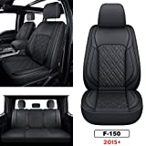 LUCKYMAN CLUB F150 Full-Set Seat Covers J03-Q3 with Waterproof Faux Leather, Fit 2015-2022 Ford F150 and 2017-2022 F250 F350 F450 (Full Set, Black)