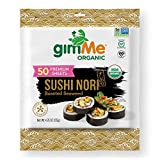 gimMe Snacks - Organic Roasted Seaweed - Sushi Nori - non GMO, Gluten Free, Keto, Paleo, 50 Sheet