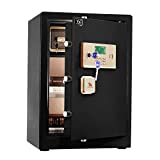 TIGERKING Digital Security Safe Box,Double Safety Key Lock and Password,Special own Interior Lock Box Safe for Home Office 3.7 Cubic Black