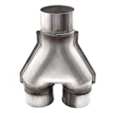 HTRACING Exhaust Y Pipe 2.5 Inch Single Inlet 2.5" Dual Outlet Pipe Exhaust Adapter Connector Universal 409 Stainless Steel 2 1/2 Exhaust Tip for Truck Reversible Welded