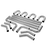 2.5 inches OD Stainless Steel DIY Custom Mandrel Exhaust Pipe Kit 16-Piecese Straight & U-Bends