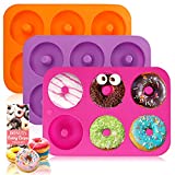 HEHALI 3pcs Non-Stick Silicone Donut Mold, Bagel Doughnuts Pan for Baking in Clearance, Tray Measures 10x7 Inches