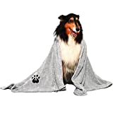 Dogvingpk Dog Towel Super Absorbent Extra Large - Luxury Soft Microfiber Dog Drying Towel for Dogs Pet Bath Swimming Grooming (X-Large, Grey)